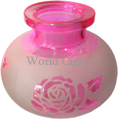 BASE DE VIDRO P/NARGUILÉ PEQUENO ROSA DECORADO