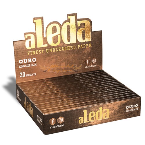 Papel P/Cigarro Aleda King Size Slim Ouro - Caixa C/20