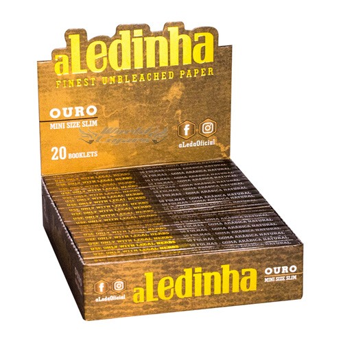 Papel P/Cigarro Aledinha Mini Size Slim Ouro - Caixa C/20
