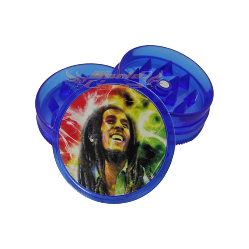 Triturador de Fumo Acrílico Pequeno Bob Marley - Azul