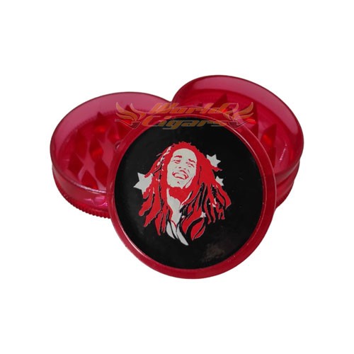Triturador de Fumo Acrílico Pequeno Bob Marley - Vermelho