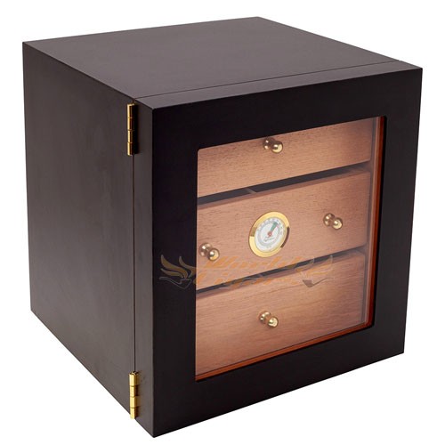 Caixa para 100 charutos com 3 Gavetas - c/vidro - Style Black