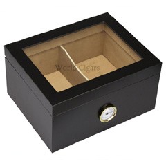 Caixa para 50 a 75 charutos - c/vidro - Black Piano