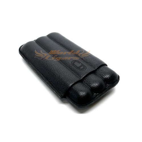 Charuteira em Couro Preto Media P/3 Charutos