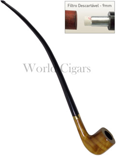 Cachimbo BB Churchwarden Marrom Anel Dourado 40cm