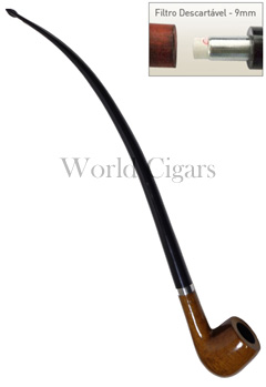 Cachimbo BB Churchwarden Marrom Anel Prateado 40cm