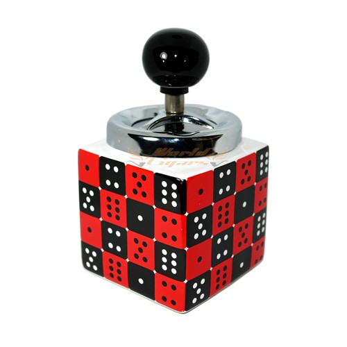 Cinzeiro em Porcelana Dados Com Tampa CR004-3