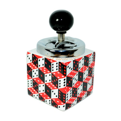 Cinzeiro em Porcelana Dados Com Tampa CR004-4