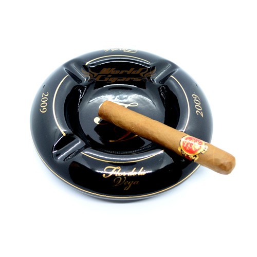 Cinzeiro P/Charuto em Porcelana P/4 - Flor de la Vega Preto