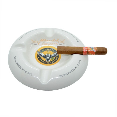 Cinzeiro P/Charuto em Porcelana P/4 - Los 3 Catedraticos Branco