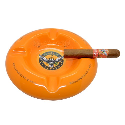 Cinzeiro P/Charuto em Porcelana P/4 - Los 3 Catedraticos Laranja