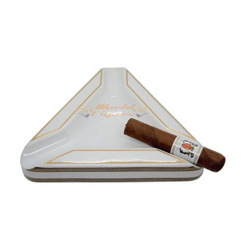 Cinzeiro P/Charuto em Porcelana Triangular P/3 - Branco