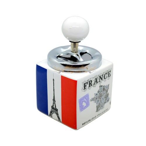 Cinzeiro Decorado em Porcelana Com Tampa - France