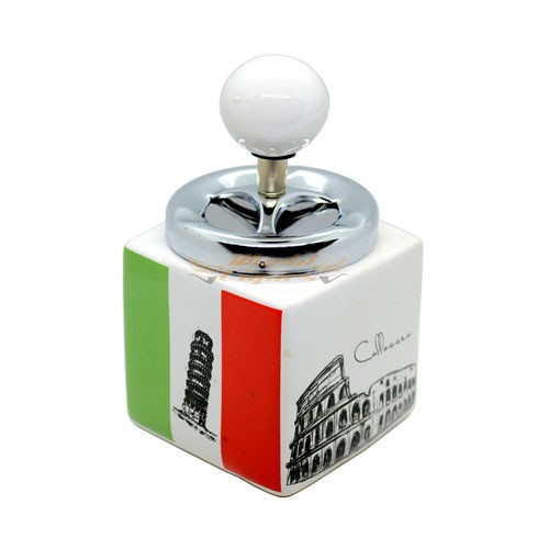 Cinzeiro Decorado em Porcelana Com Tampa - Italy
