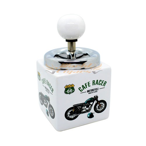 Cinzeiro em Porcelana Moto Com Tampa CR003-1 Cafe Racer