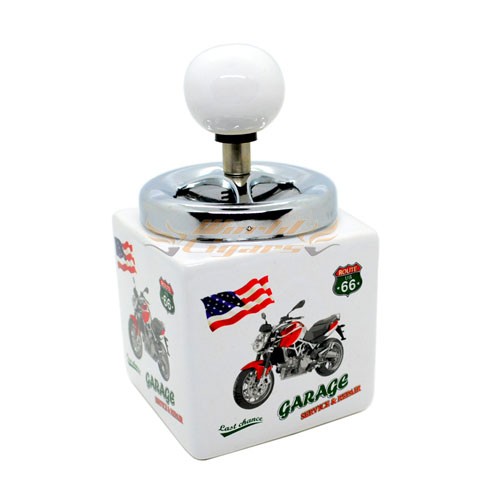 Cinzeiro em Porcelana Moto Com Tampa CR003-3 Garage