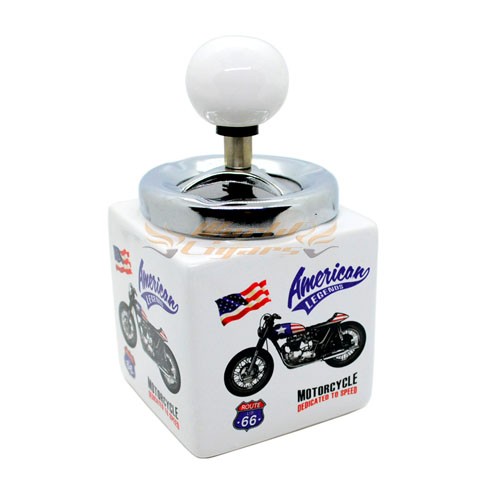 Cinzeiro em Porcelana Moto Com Tampa CR003-4 American