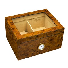 Caixa para 50 a 75 charutos - c/vidro - Style Radica