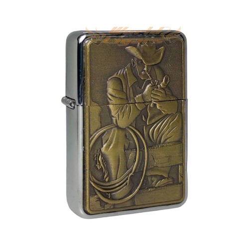 Isqueiro a Fluido Earth - Cowboy Dourado