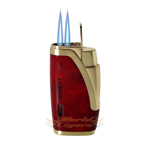 Isqueiro Maçarico Honest 2 Chamas C/Furador BCZ171 - Dourado