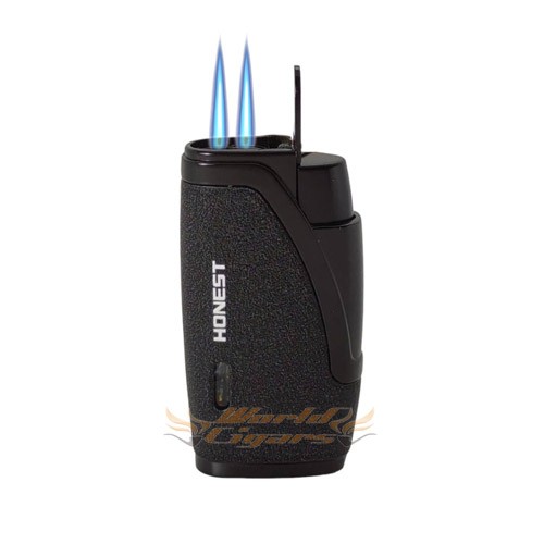 Isqueiro Maçarico Honest 2 Chamas C/Furador BCZ171 - Preto Fosco