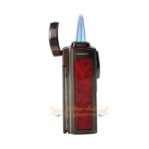 Isqueiro Maçarico Honest 4 Chamas de Mesa BCZ403 - Cor Madeira