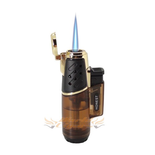 Isqueiro Maçarico Honest 1 Chama BCZ481 - Marrom e Dourado
