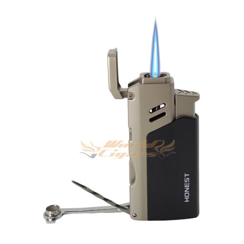 Isqueiro Ma�arico Honest 1 Chama C/Furador BCZ761 - Prata