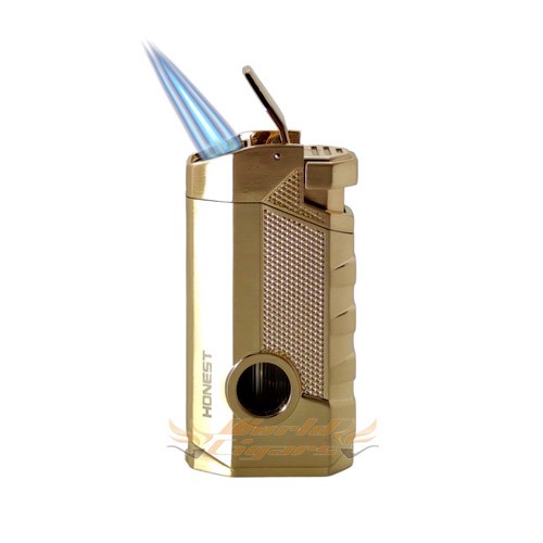 Isqueiro Maçarico Honest 3 Chamas BCZ795 - Dourado