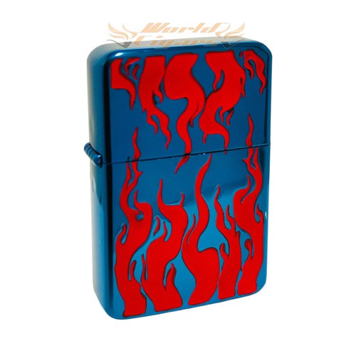Isqueiro a Fluido Earth Cromo Azul - Chamas 10