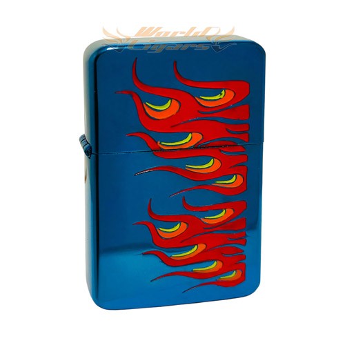 Isqueiro a Fluido Earth Cromo Azul - Chamas 04