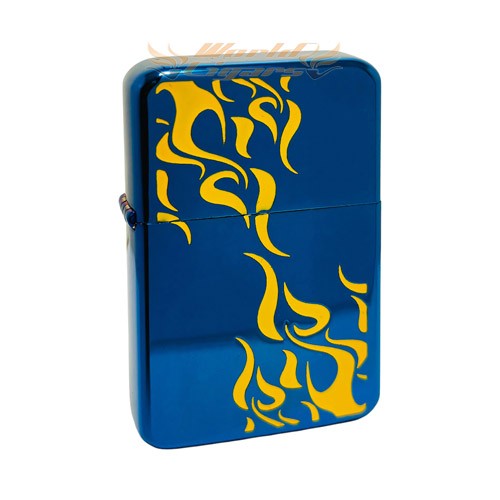 Isqueiro a Fluido Earth Cromo Azul - Chamas 06