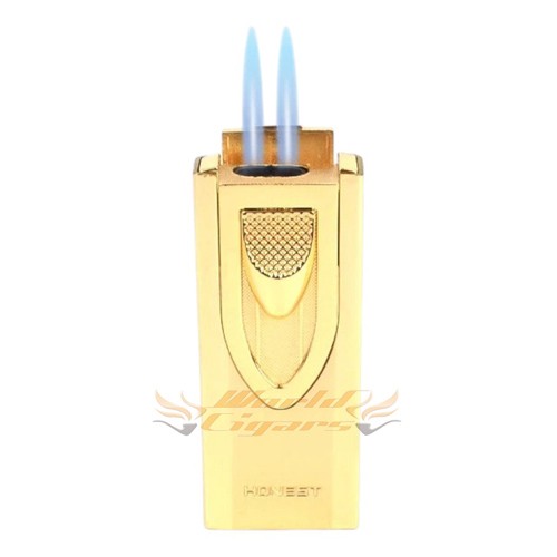 Isqueiro Ma�arico Honest 2 Chamas com Furador Dourado BCZ724