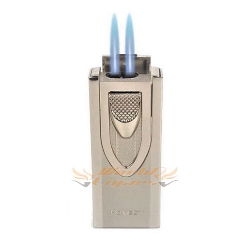 Isqueiro Ma�arico Honest 2 Chamas com Furador Prata BCZ724