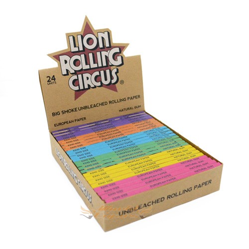 Papel P/Cigarro Lion Rolling King Size Circus Unbleached Cx C/24