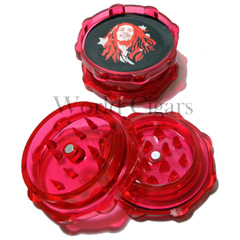 Triturador de Fumo Acr�lico Pequeno Oitavado - Vermelho