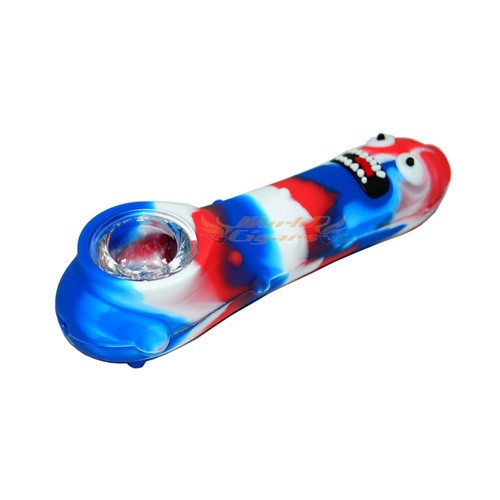 Pipe de Silicone Moon - Azul Vermelho e Branco