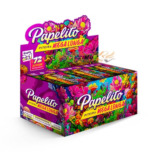 Piteira Papelito Mega Longa Dupla 2x1 Caixa C/30