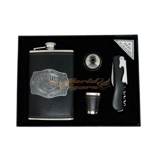 Kit Porta Whisky C/Cantil, Copo, Funil e Saca Rolhas