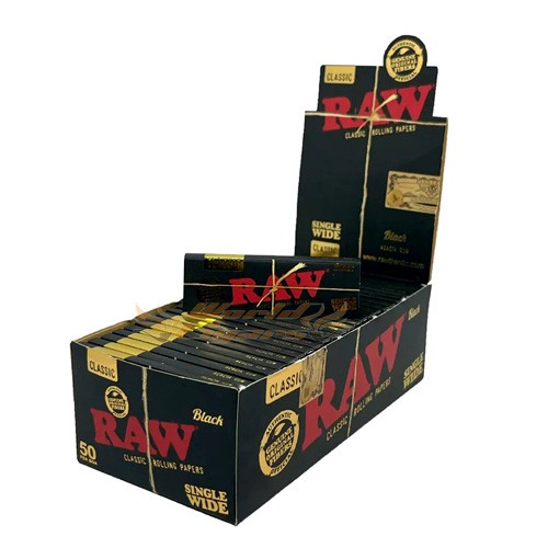 Papel P/ Cigarro RAW Classic Single Wide Black Cx. C/50