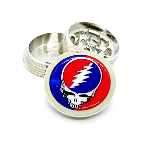 Triturador De Fumo Em Metal Handmuller - Caveira Azul e Vermelha