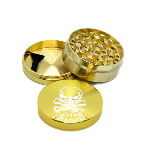 Triturador De Fumo Metal Gold - Caveira