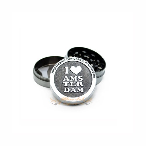Triturador de Fumo Em Metal Pequeno Cinza - I Love Amsterdam