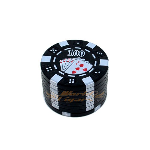 Triturador De Fumo Metal Ficha de Poker Pequeno - Preto