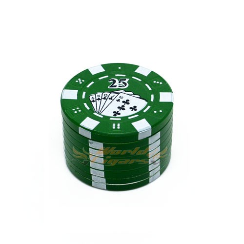 Triturador De Fumo Metal Ficha de Poker Pequeno - Verde