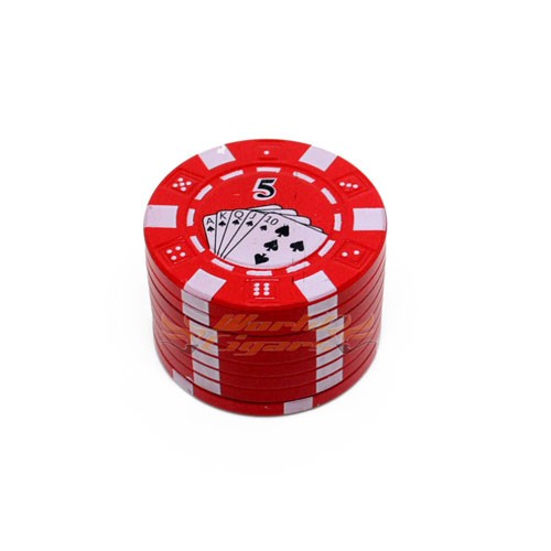 Triturador De Fumo Metal Ficha de Poker Pequeno - Vermelho