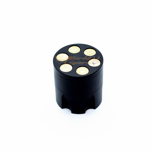Triturador de Fumo em Metal Tambor de Revolver Preto