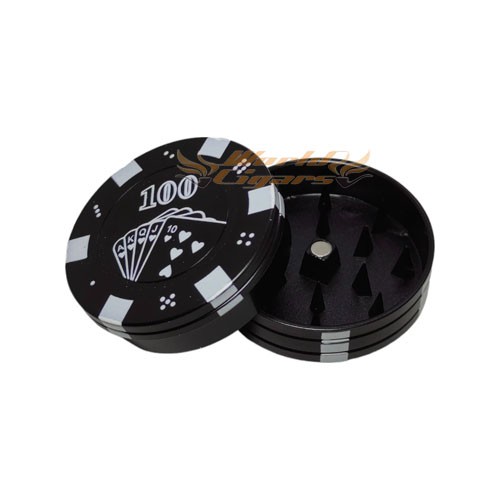 Triturador De Fumo Metal Ficha de Poker Slim - Preto