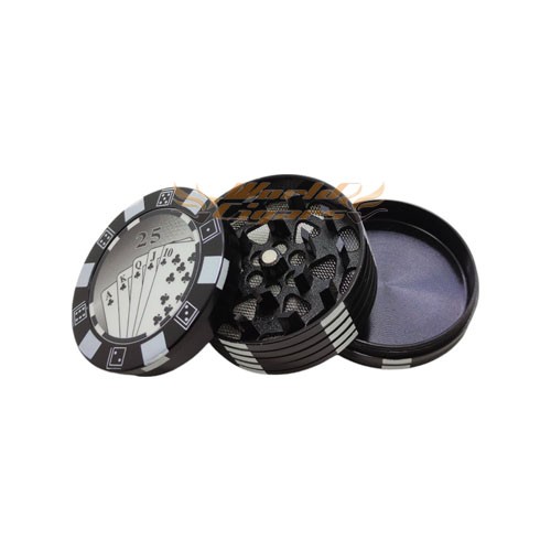 Triturador De Fumo Metal Ficha de Poker - Preto