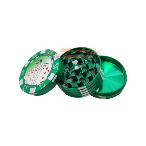 Triturador De Fumo Metal Ficha de Poker - Verde